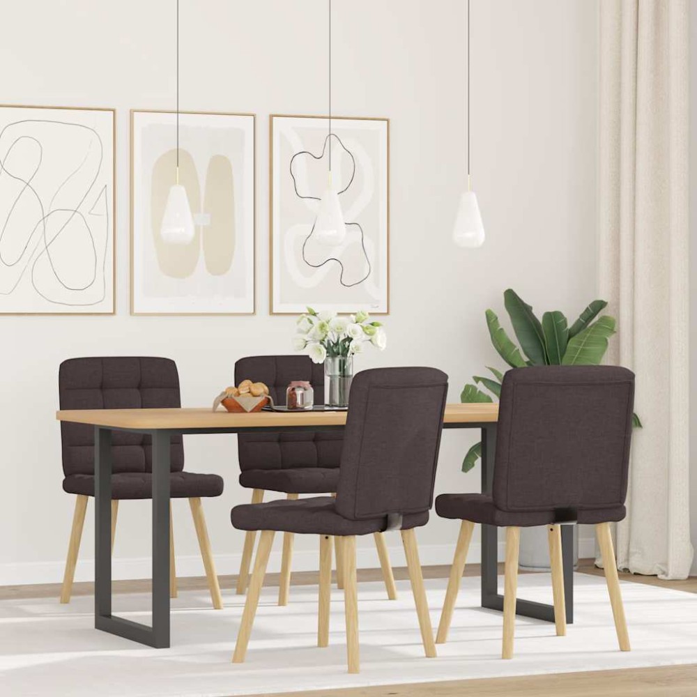 vidaXL Scaune de bucătărie, 4 buc., maro închis, material textil