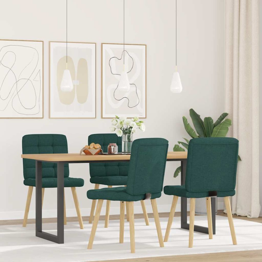 vidaXL Scaune de sufragerie 4 buc Tesatura verde inchis