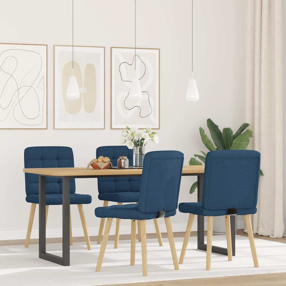 vidaXL Scaune de bucătărie, 4 buc., albastru, material textil