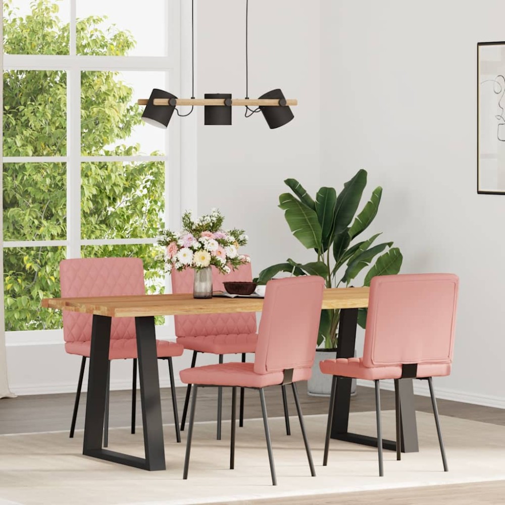 vidaXL Scaune de sufragerie 4 buc piele artificială roz