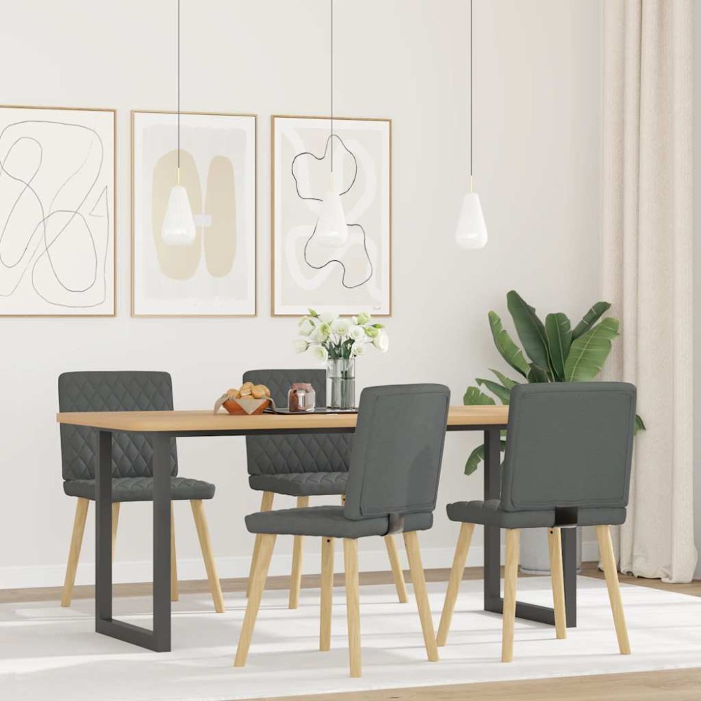 vidaXL Scaune de bucătărie pivotante, 4 buc., gri închis, textil