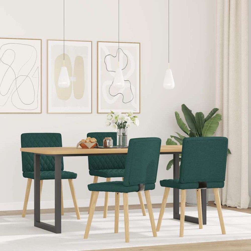 vidaXL Scaune de sufragerie 4 buc Tesatura verde inchis