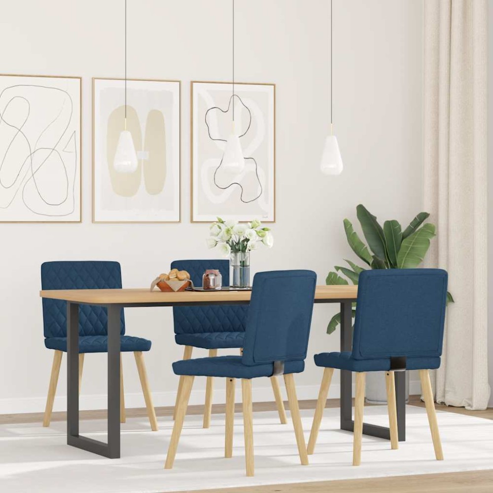 vidaXL Scaune de bucătărie, 4 buc., albastru, material textil