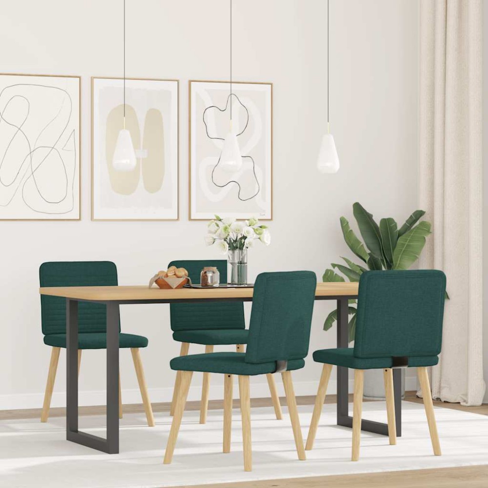 vidaXL Scaune de sufragerie 4 buc Tesatura verde inchis