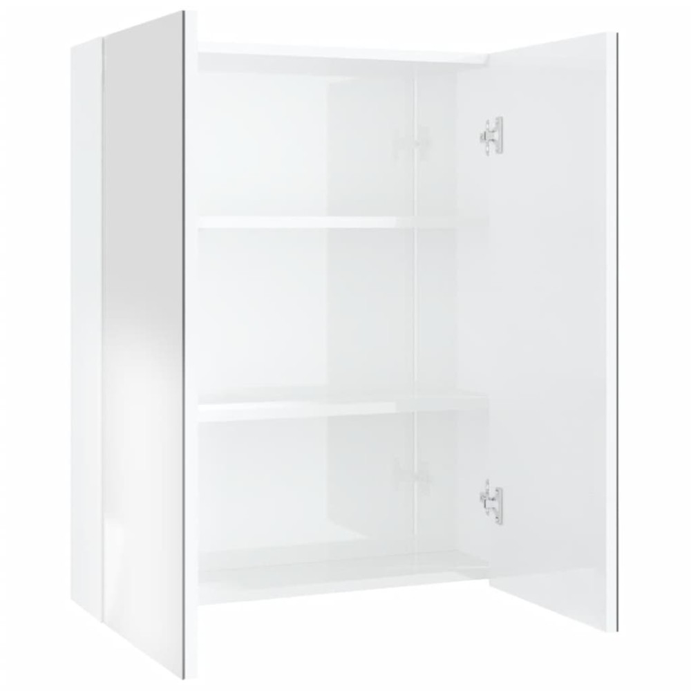 vidaXL Dulap de baie cu oglindă, alb strălucitor, 60x15x75 cm, MDF