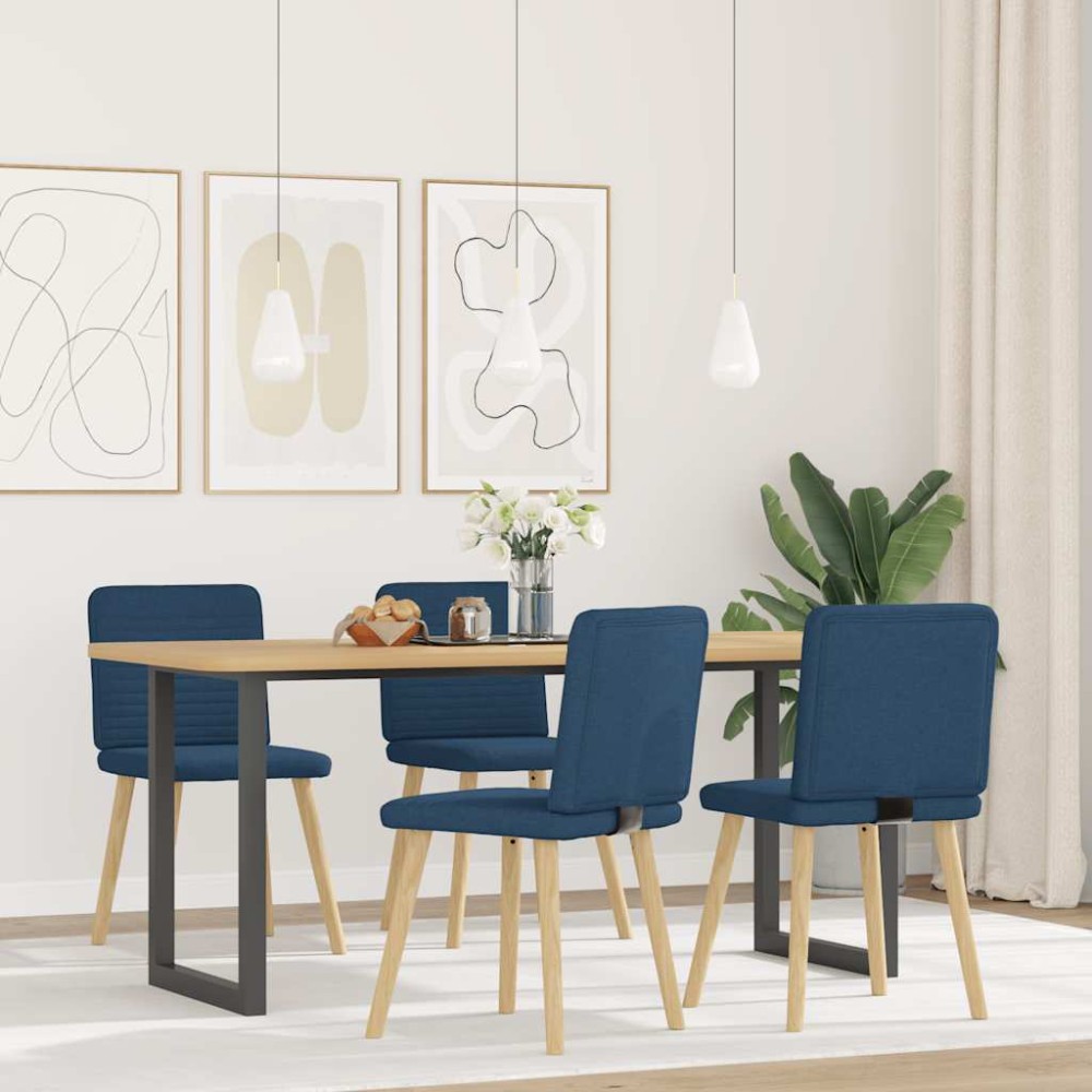 vidaXL Scaune de bucătărie, 4 buc., albastru, material textil
