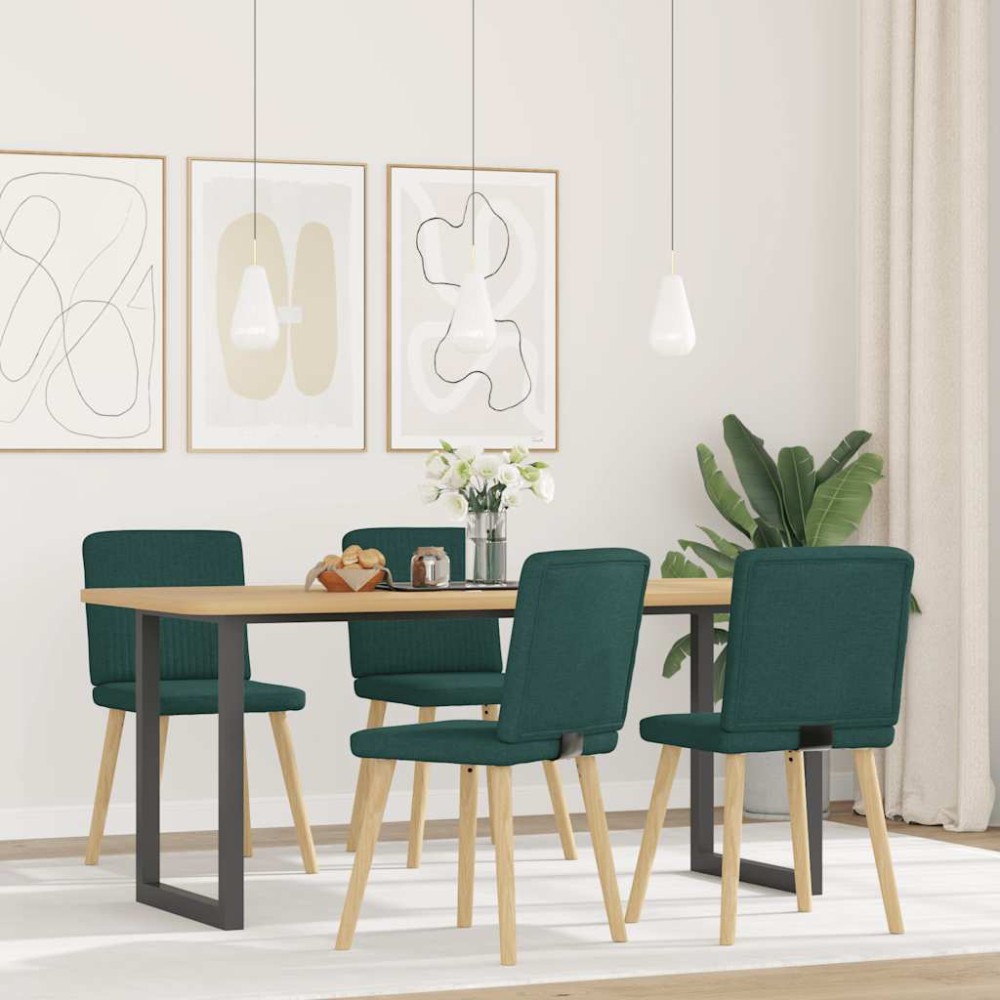 vidaXL Scaune de sufragerie 4 buc Tesatura verde inchis