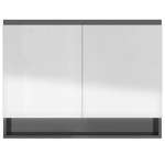 vidaXL Dulap de baie cu oglindă, gri strălucitor, 80x15x60 cm, MDF