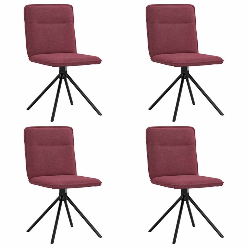 vidaXL Scaune de bucătărie, 4 buc., roșu vin, material  textil