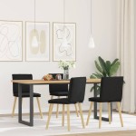 vidaXL Scaune de bucătărie, 4 buc., negru, material textil vidaXL Scaune de bucătărie, 4 buc., negru, material textil