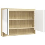 vidaXL Dulap de baie cu oglindă, alb și stejar, 80x15x60 cm, MDF vidaXL Dulap de baie cu oglindă, alb și stejar, 80x15x60 cm, MDF