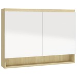 vidaXL Dulap de baie cu oglindă, alb și stejar, 80x15x60 cm, MDF vidaXL Dulap de baie cu oglindă, alb și stejar, 80x15x60 cm, MDF
