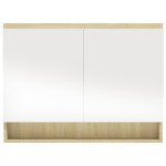 vidaXL Dulap de baie cu oglindă, alb și stejar, 80x15x60 cm, MDF vidaXL Dulap de baie cu oglindă, alb și stejar, 80x15x60 cm, MDF