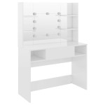 vidaXL Masă de machiaj cu lumini LED, alb lucios, 100x40x135 cm, MDF vidaXL Masă de machiaj cu lumini LED, alb lucios, 100x40x135 cm, MDF