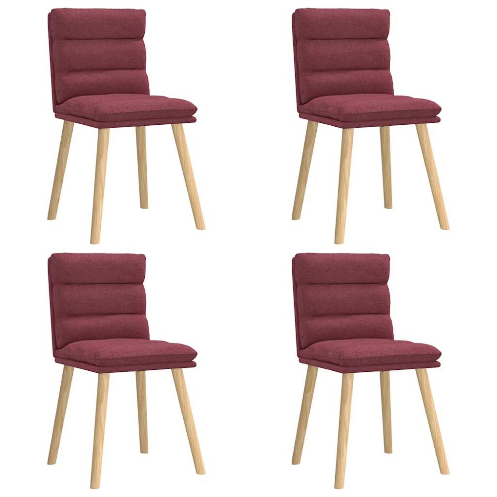 vidaXL Scaune de bucătărie, 4 buc., roșu vin, material  textil