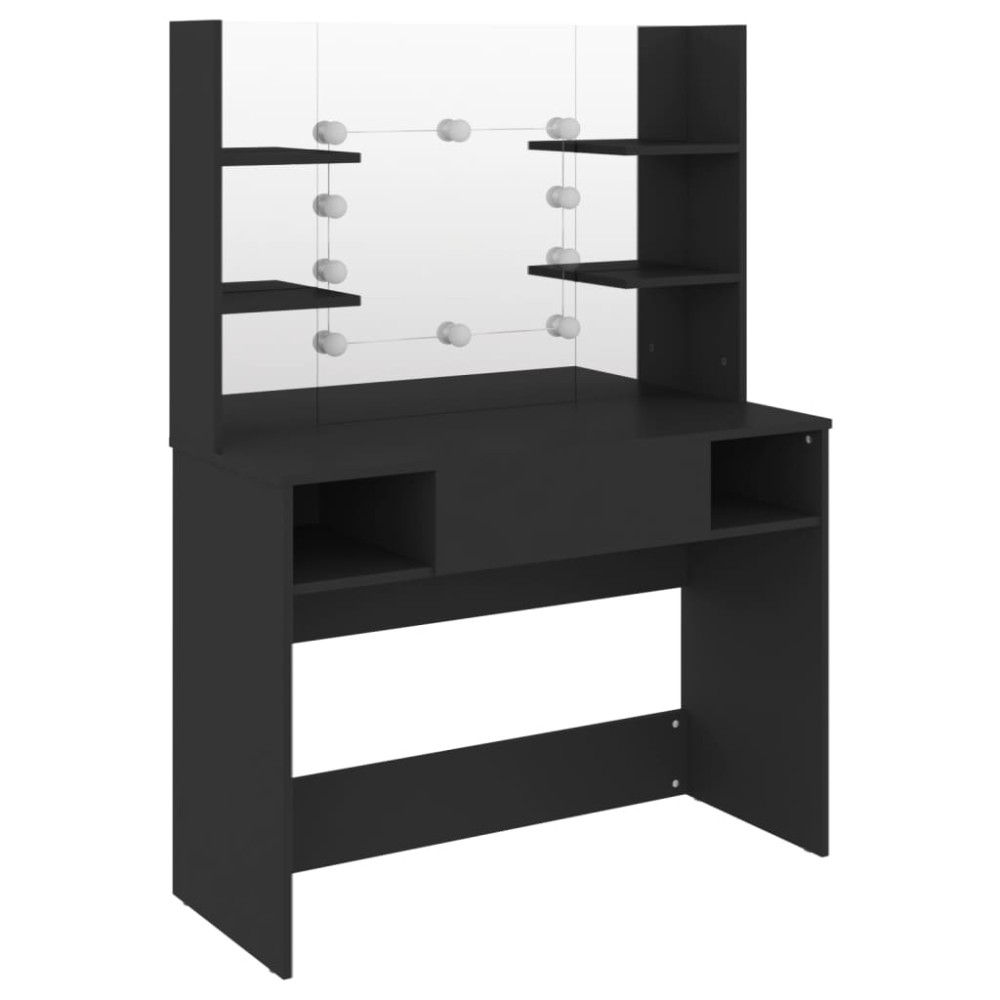 vidaXL Masă machiaj cu lumini LED, negru, 100x40x135 cm , MDF