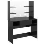 vidaXL Masă de machiaj cu lumini LED, negru lucios, 100x40x135 cm, MDF vidaXL Masă de machiaj cu lumini LED, negru lucios, 100x40x135 cm, MDF