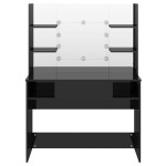 vidaXL Masă de machiaj cu lumini LED, negru lucios, 100x40x135 cm, MDF vidaXL Masă de machiaj cu lumini LED, negru lucios, 100x40x135 cm, MDF