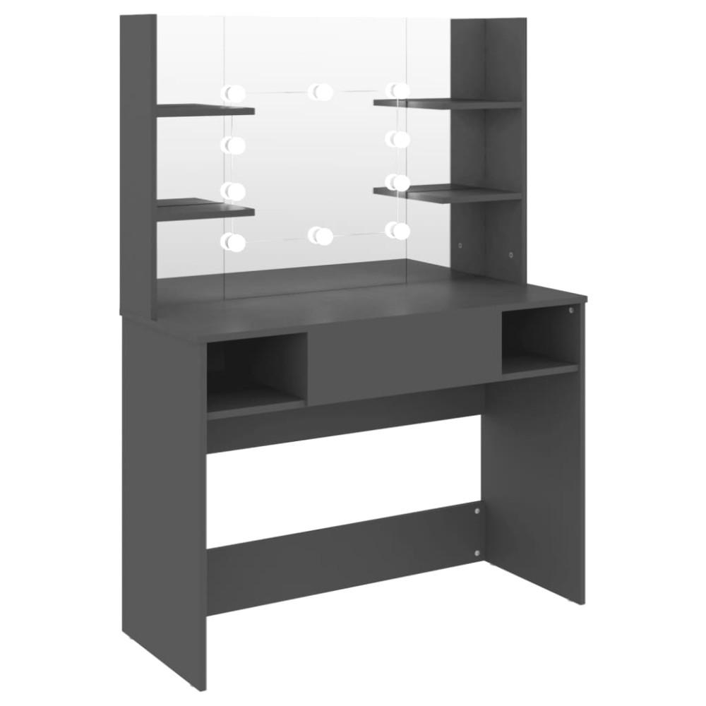vidaXL Masă machiaj cu lumini LED, gri, 100x40x135 cm , MDF