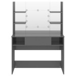 vidaXL Masă de machiaj cu lumini LED, gri lucios, 100x40x135 cm, MDF