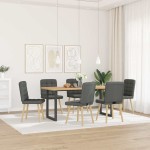 vidaXL Scaune de sufragerie, 6 buc., gri închis, material textil
