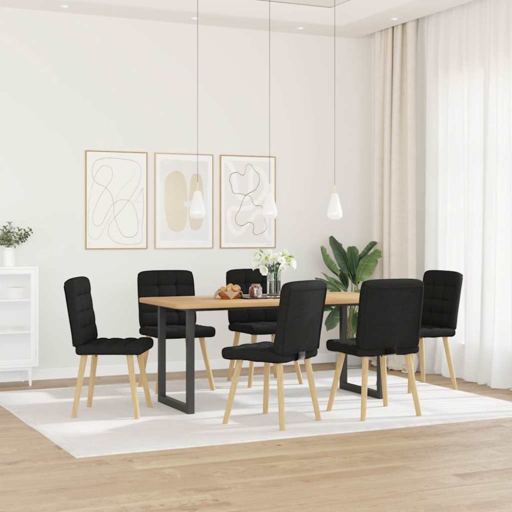 vidaXL Scaune de sufragerie 6 buc. negru material textil