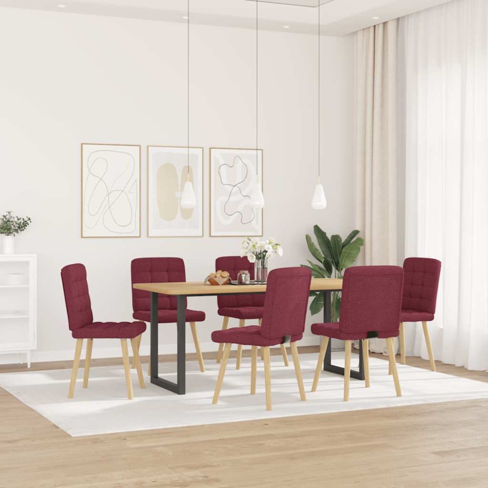 vidaXL Scaune de bucătărie pivotante, 6 buc., roșu vin, textil