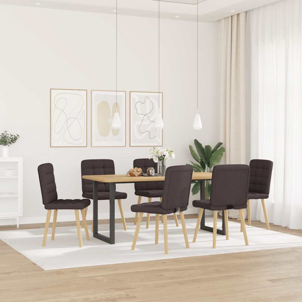 vidaXL Scaune de bucătărie, 6 buc., maro închis, material textil