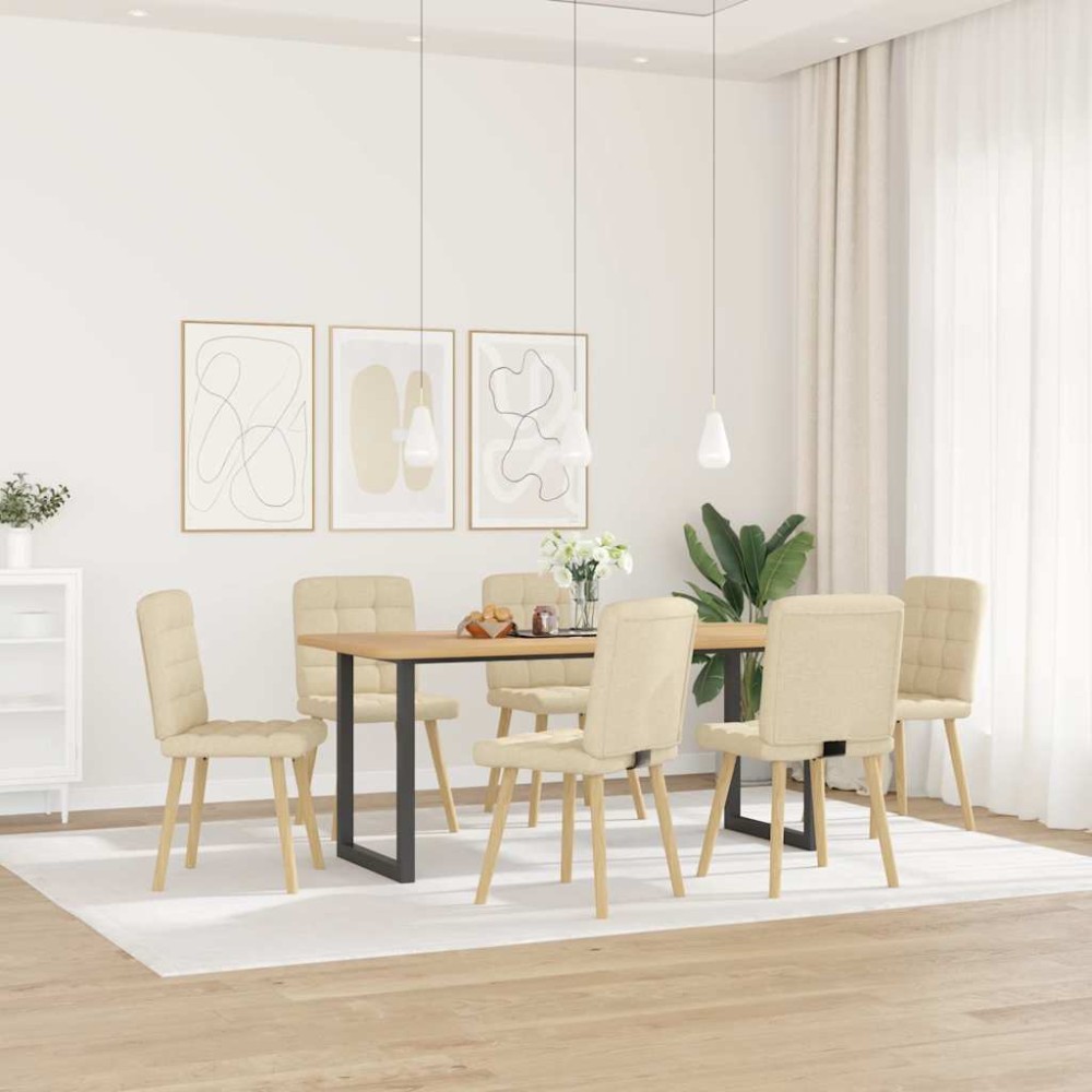 vidaXL Scaune de sufragerie, 6 buc., crem, țesătură