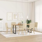 vidaXL Scaune de sufragerie, 6 buc., crem, țesătură