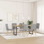 vidaXL Scaune de sufragerie 6 buc țesătură gri nor vidaXL Scaune de sufragerie 6 buc țesătură gri nor