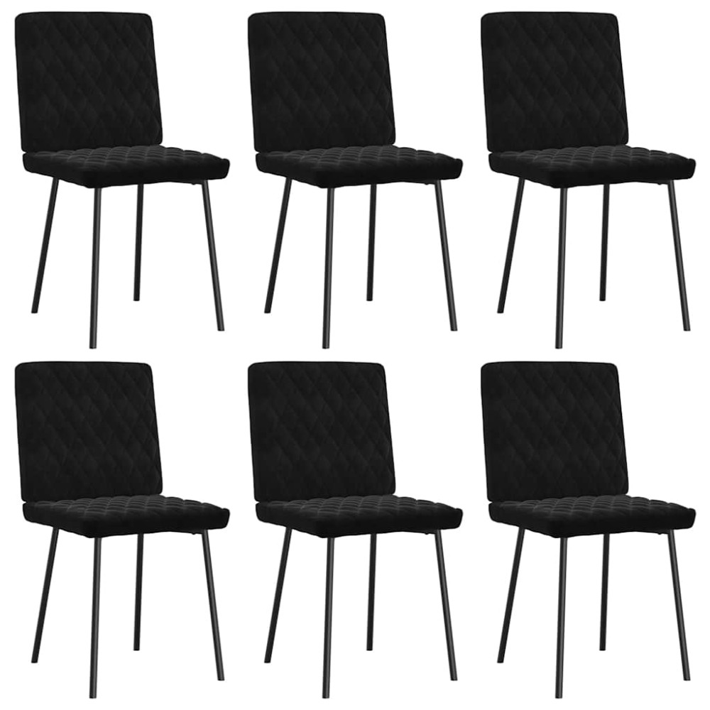 vidaXL Scaune de sufragerie, 6 buc, negru, catifea