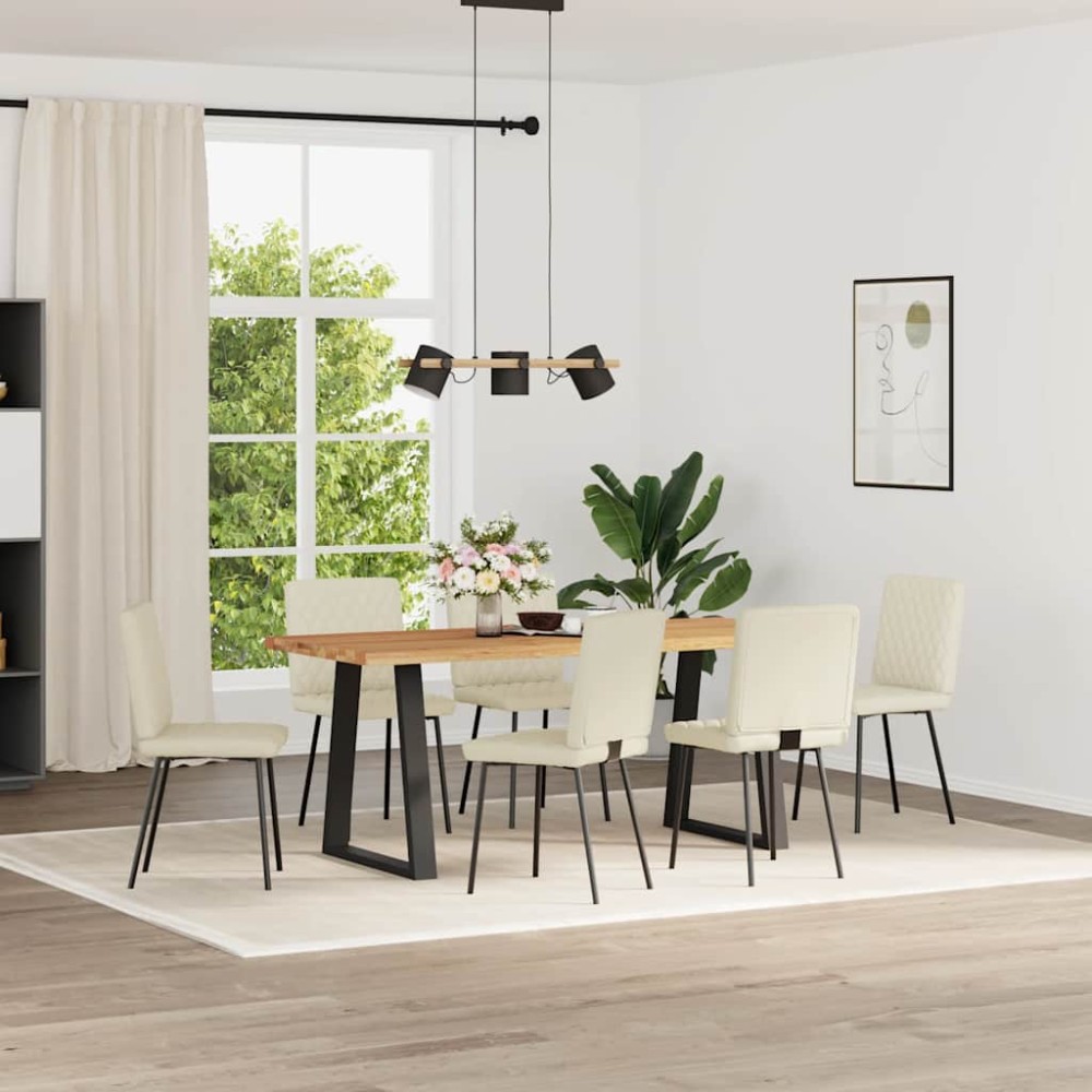 vidaXL Scaune sufragerie 6 buc., crem, piele ecologică