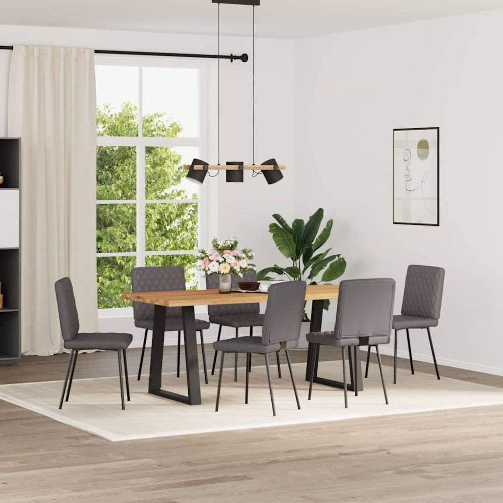 vidaXL Scaune de sufragerie, 6 buc., gri, piele ecologică