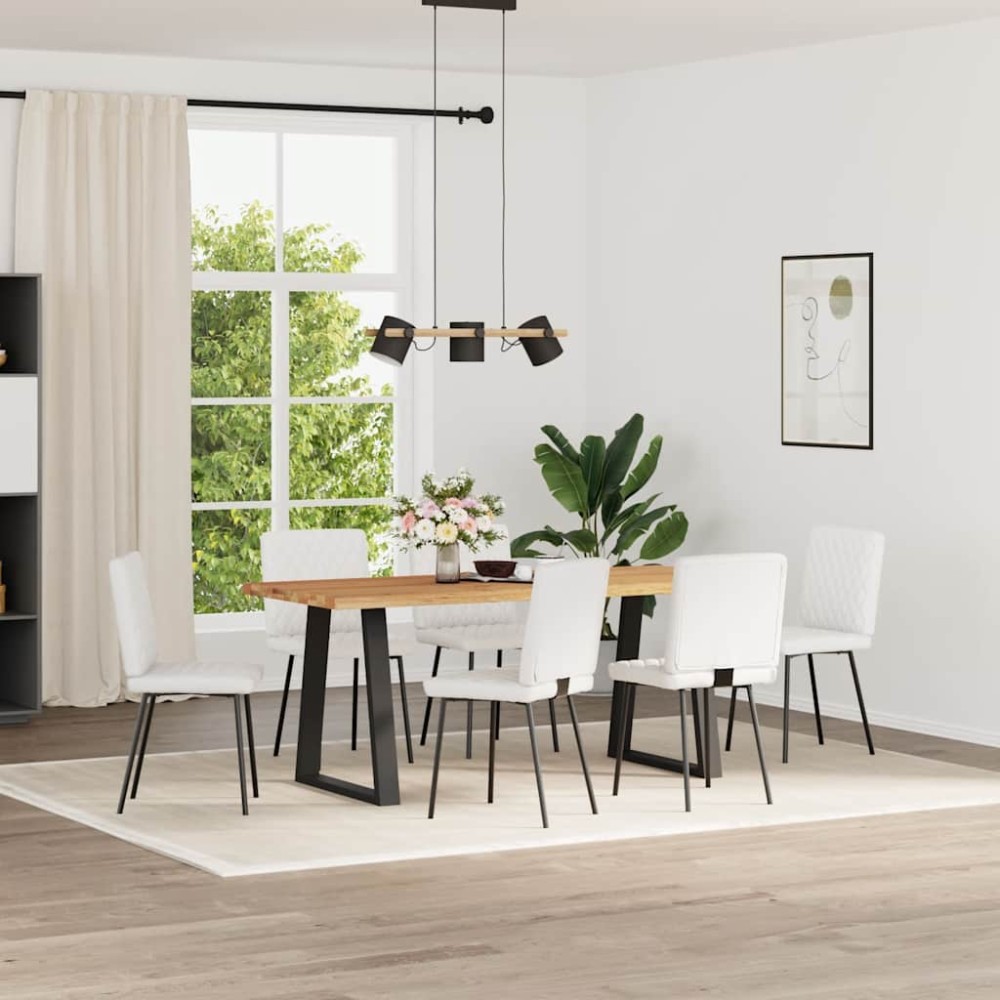 vidaXL Scaune de bucătărie, 6 buc., alb, piele ecologică