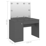 vidaXL Masă de machiaj cu lumini LED, gri, 110x55x145 cm, MDF vidaXL Masă de machiaj cu lumini LED, gri, 110x55x145 cm, MDF