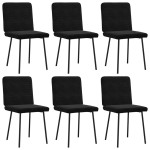 vidaXL Scaune de sufragerie, 6 buc, negru, catifea