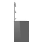 vidaXL Masă de machiaj cu lumini LED gri strălucitor 110x55x145 cm MDF