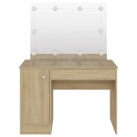 vidaXL Masă de machiaj cu lumini LED, stejar, 110x55x145 cm, MDF vidaXL Masă de machiaj cu lumini LED, stejar, 110x55x145 cm, MDF