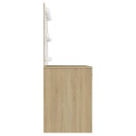vidaXL Masă de machiaj cu lumini LED, stejar, 110x55x145 cm, MDF vidaXL Masă de machiaj cu lumini LED, stejar, 110x55x145 cm, MDF