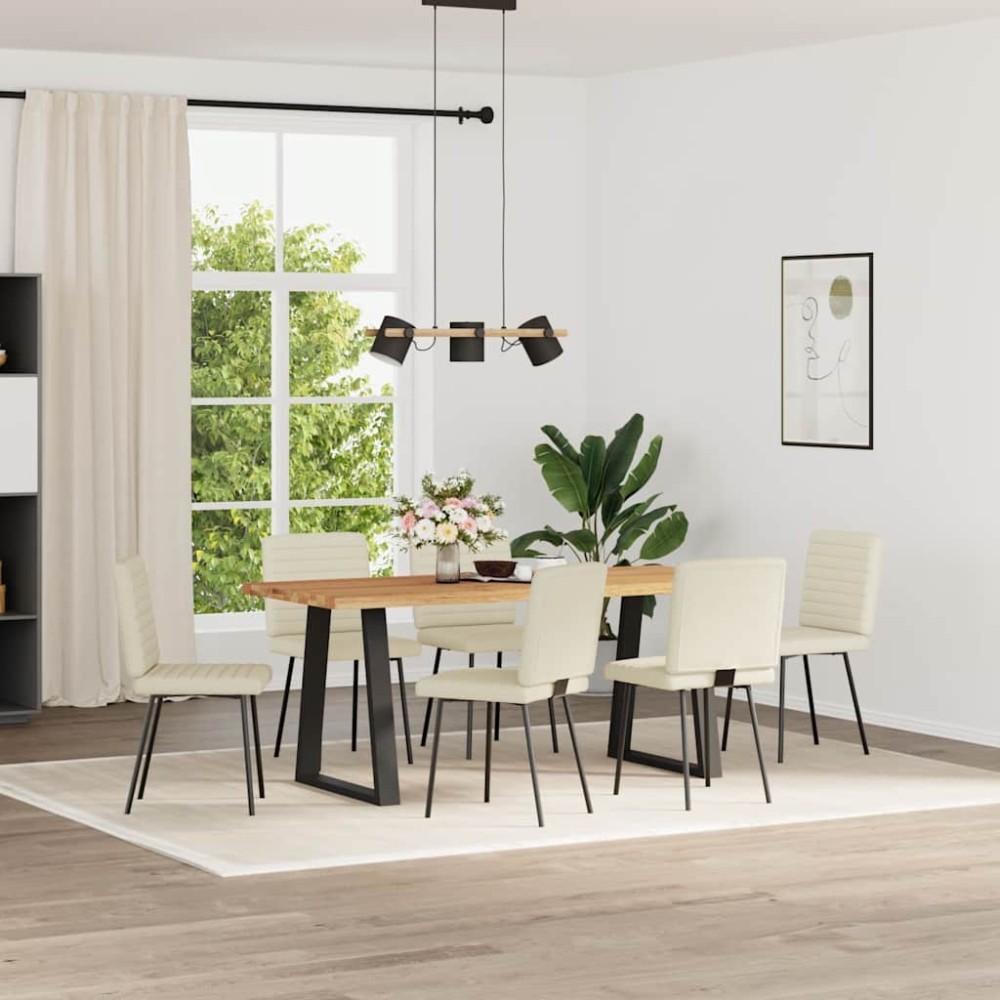 vidaXL Scaune sufragerie 6 buc., crem, piele ecologică