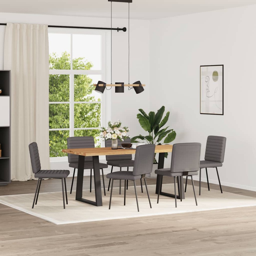 vidaXL Scaune de sufragerie, 6 buc., gri, piele ecologică