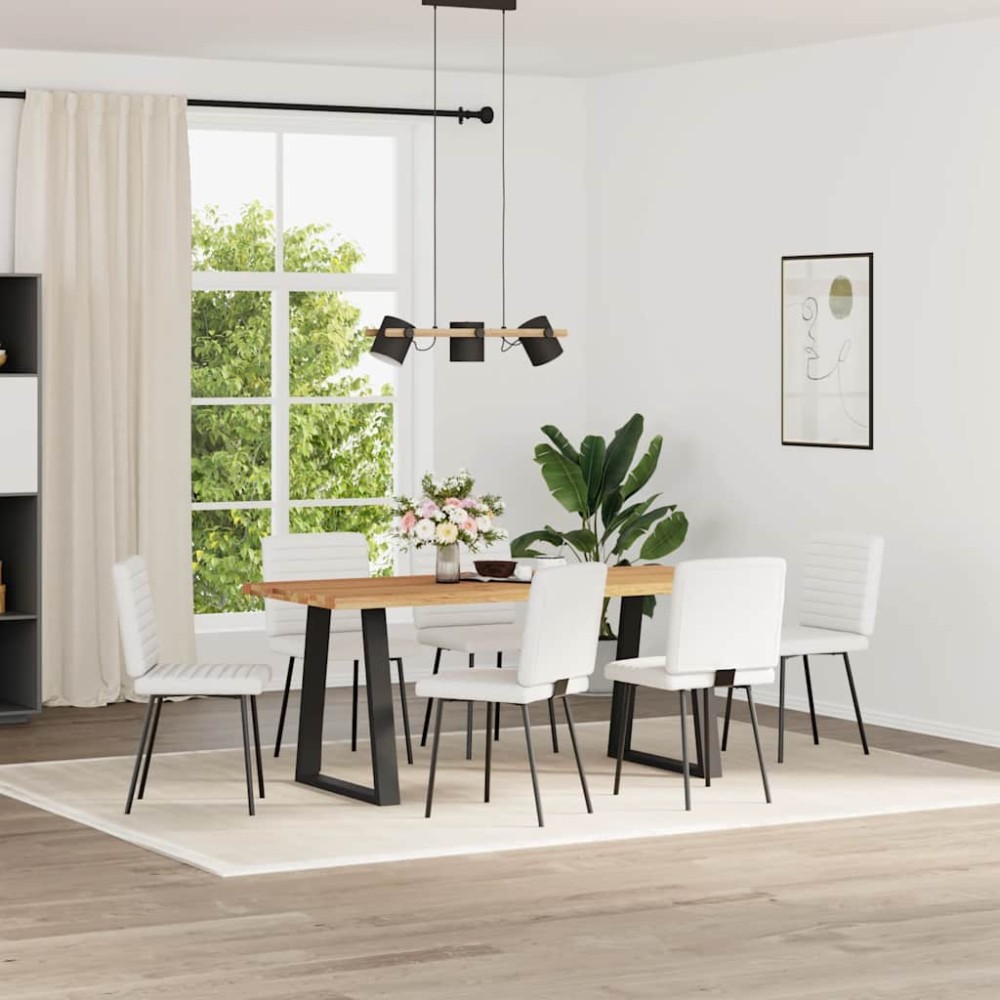 vidaXL Scaune de bucătărie, 6 buc., alb, piele ecologică