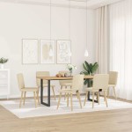 vidaXL Scaune de sufragerie, 6 buc., crem, țesătură vidaXL Scaune de sufragerie, 6 buc., crem, țesătură