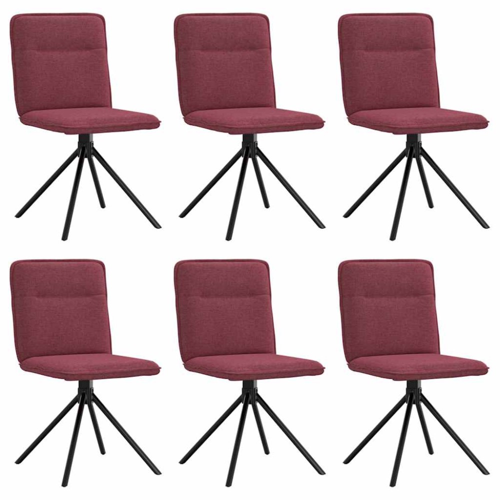 vidaXL Scaune de bucătărie pivotante, 6 buc., roșu vin, textil