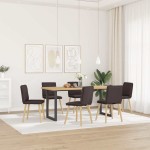 vidaXL Scaune de bucătărie, 6 buc., maro închis, material textil vidaXL Scaune de bucătărie, 6 buc., maro închis, material textil
