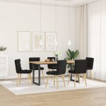 vidaXL Scaune de sufragerie 6 buc. negru material textil vidaXL Scaune de sufragerie 6 buc. negru material textil