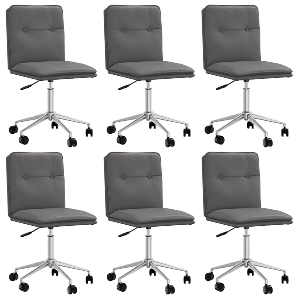 vidaXL Scaune de sufragerie, 6 buc., gri, piele ecologică