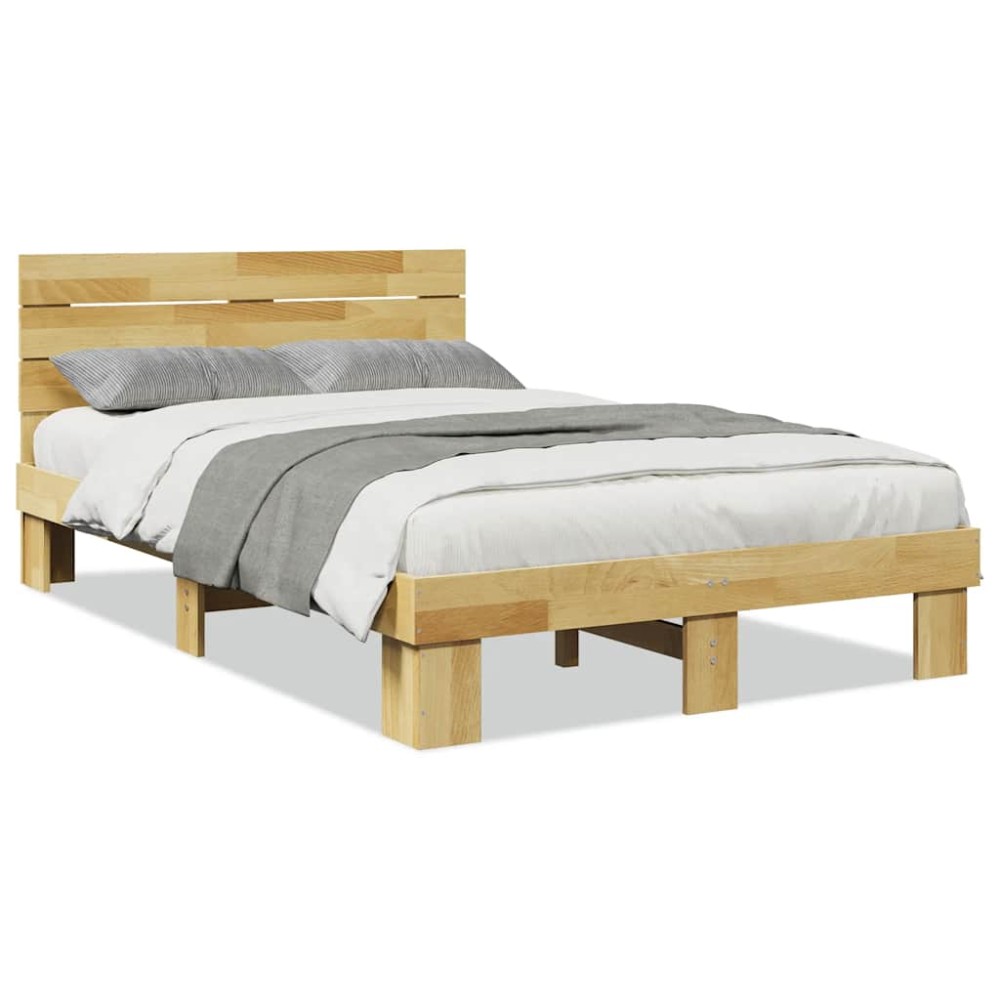vidaXL Cadru de pat cu tăblie fără saltea 120x200 cm lemn masiv stejar