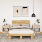 vidaXL Cadru de pat cu tăblie fără saltea 120x200 cm lemn masiv stejar